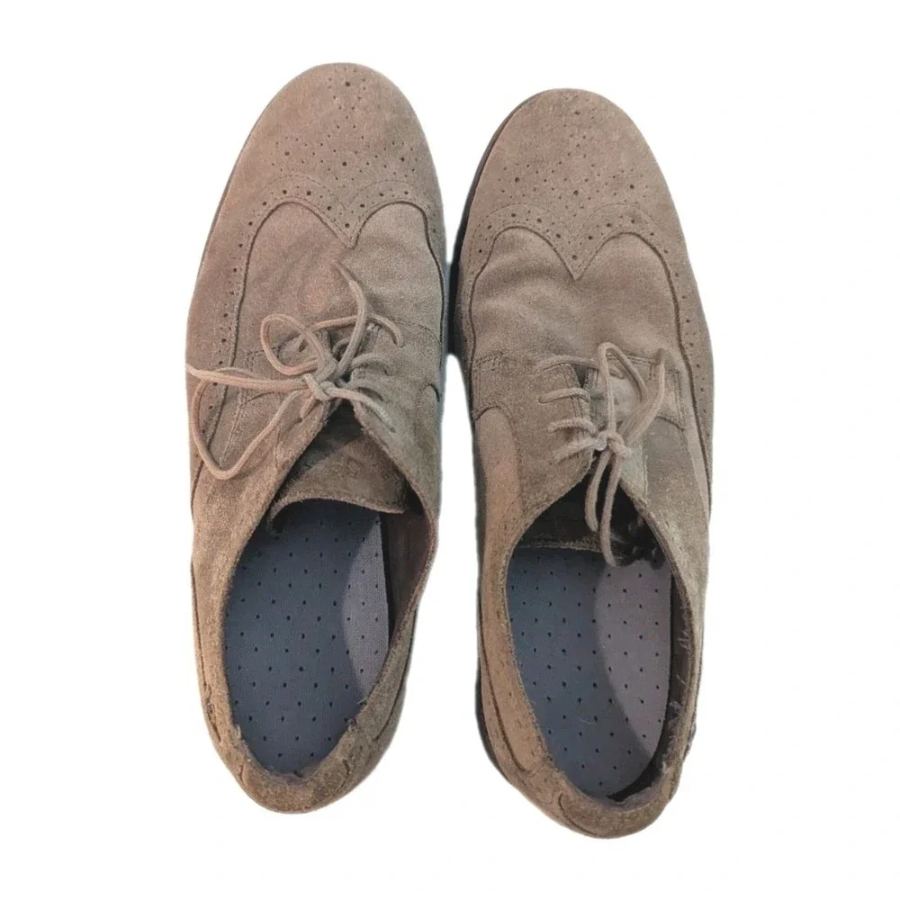 Rockport Men's Ledge Hill Oxford Saddle Wingtip‎ Shoes Leather Vicuna Brown 10.5
